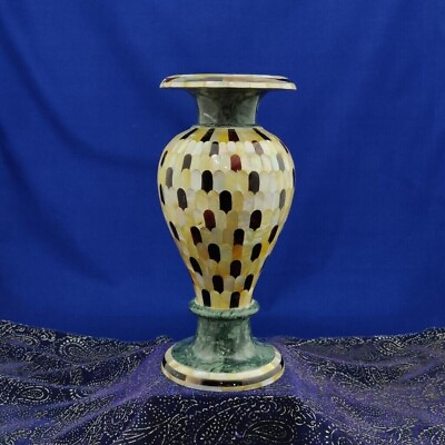 #ad 11#x27;#x27; Marble beautiful vase flower pot mosaic Inlay Work Pietra Dura stone $989.09