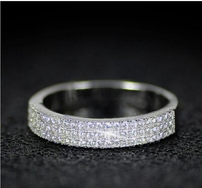 #ad 1Ct Round LAB GROWN Diamond Eternity Wedding Band Ring 10K White Gold $510.00