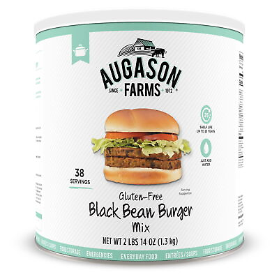 #ad Augason Farms Gluten Free Black Bean Burger 2 lbs 14 oz No. 10 Can $16.92