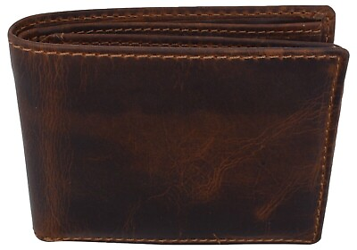 #ad #ad RFID Blocking Brown Vintage Leather Men#x27;s Bifold Center Flap Wallet $14.99