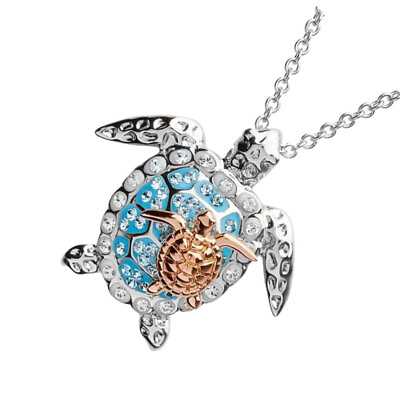 #ad Trendy Sea Turtle Necklace with Crystal Rhinestones Nautical Ocean Jewelry $7.55