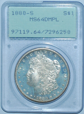 #ad 1880 S PCGS MS64DMPL Deep Mirror Prooflike Morgan Silver Dollar OGH Rattler $536.74
