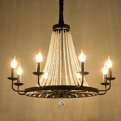 #ad Shining Bead Crystal Ceiling Chandelier Size D80cm D93cm 8*40W E12 Bulbs Black $89.17