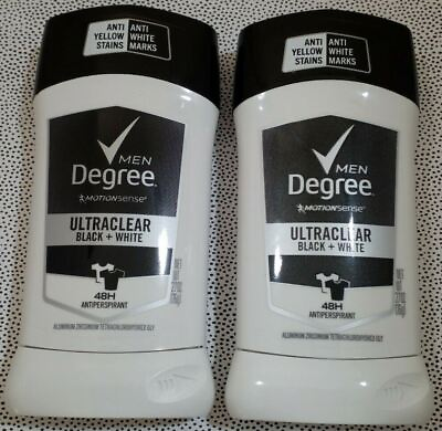 #ad DEGREE MEN 48H Antiperspirant Motion Sense Ultra Clear Black White Lot of 2 NEW $15.29