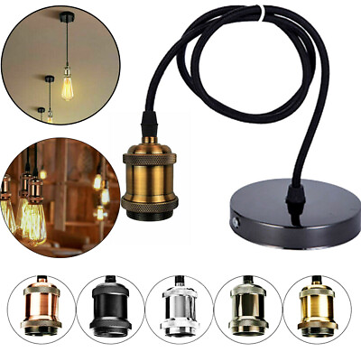 #ad Pendant Light Kit E27 Lamp holder Pendant Light Cord Adjustable Ceiling Lighting $8.75