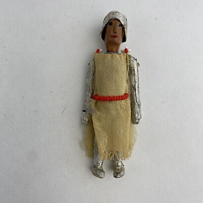 #ad Vintage Jointed Miniature Wood Wooden Doll Handmade Knight 3quot; Dollhouse Size $29.90