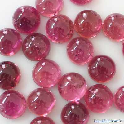 #ad Natural Tourmaline Round 7mm and 8mm Pink Cabochon Loose gemstone AA Quality $72.87