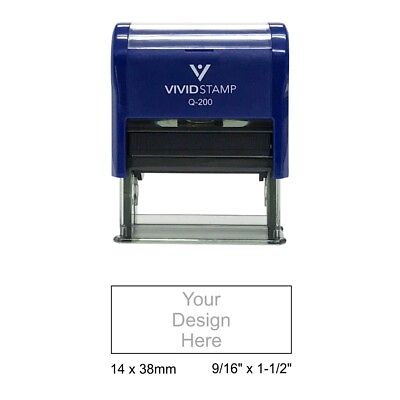 #ad Vivid Stamp Q 200 Customizable Self Inking Stamp Blue Body $10.44