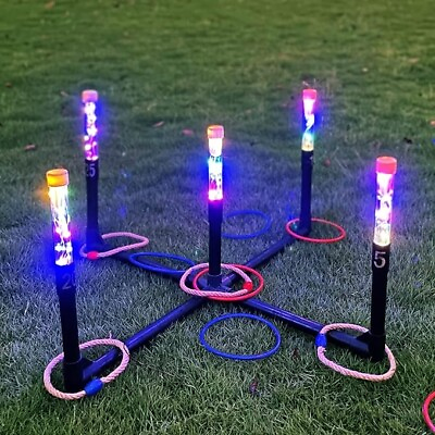 #ad ZEOPHOL Outdoor Yard Games for Adults Kids LED Ring Toss Game Glow in The Dark $39.99