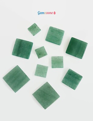 #ad Natural Green Aventurine Square Both Side Flat Back 8x8mm To 20x20mm Gemstone $158.20