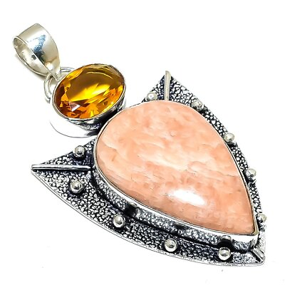 #ad Red Aventurine Citrine Gemstone Ethnic 925 Sterling Silver Jewelry Pendant 2.3quot; $5.99