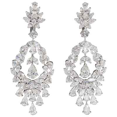 #ad Beautiful Multi Cut White Cubic Zirconia 22.55CT Wonderful Silver Drop Earrings $199.99