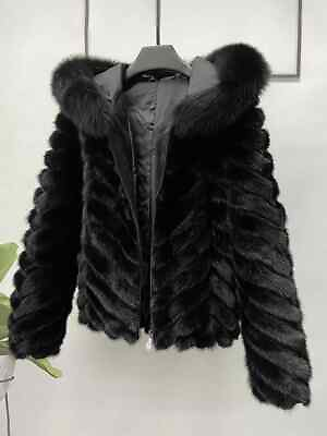 #ad Women Fur Jacket Women Zipper Short Coat Winter Fur Fox Hooded Warm Coat Clothes $449.40