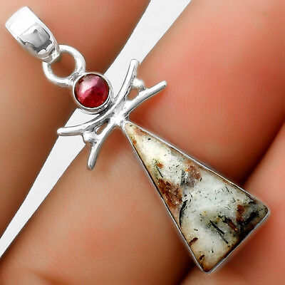 #ad Natural Astrophyllite Russia amp; Garnet 925 Sterling Silver Pendant Jewelry P 1243 $12.49
