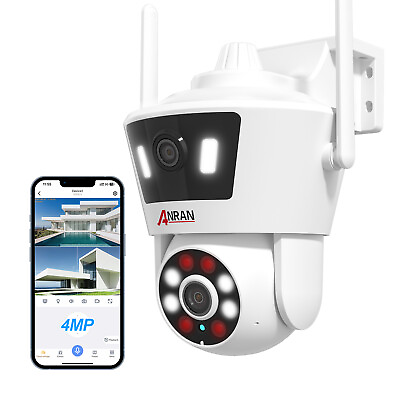 #ad ANRAN Dual Lens Security Camera Wireless 4MP WiFi IP PTZ Home Outdoor Free APP $49.99