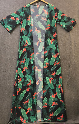 #ad Swimsuit Tropical Multicolor Cover Up Half Sleeve V neck Open Front Size XL NWOT $20.99