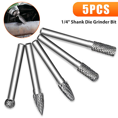 #ad 5x Rotary Burr Set Head Tungsten Carbide Burrs 1 4#x27;#x27; Shank Die Grinder Bit Tool $17.98