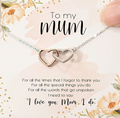 #ad To My Mom Necklace Mom Day Gift from Son Mom NecklaceDouble Heart Necklace $20.99