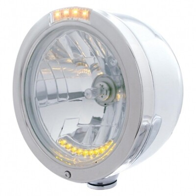 #ad United Pacific 32096 Headlight Half Moon Rh Lh 7quot; Round Polished Housing $294.26