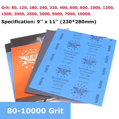 #ad 9#x27;#x27; x 11#x27;#x27; 80 10000 Grit Wet Dry Sandpaper Sanding Paper Sheets Auto Metal Wood $59.47