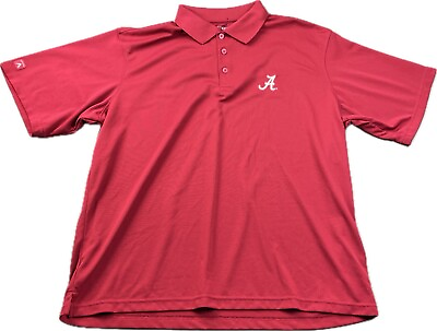 #ad NCAA Alabama Crimson Tide Antigua Red Polo Short Sleeve Button Shirt Size XL EUC $18.88