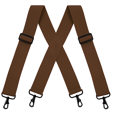 #ad Buyless Fashion Suspenders 48#x27; Elastic Adjustable 2#x27; Wide X Back Black Hooks $17.47