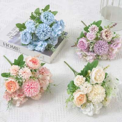 #ad 1 2PCS Artificial Silk Peony Fake Flowers Bunch Bouquet Home Wedding Party Decor $6.50