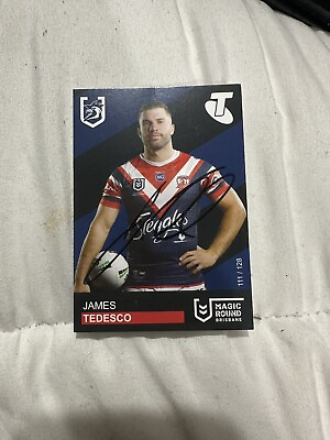 #ad Signed James Tedesco Sydney Roosters 2019 NRL Magic Round Card AU $15.00