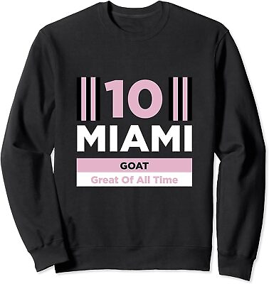 #ad Miami 10 GOAT Great Of All Time Sports Player Gift Unisex Crewneck Sweatshirt $26.99