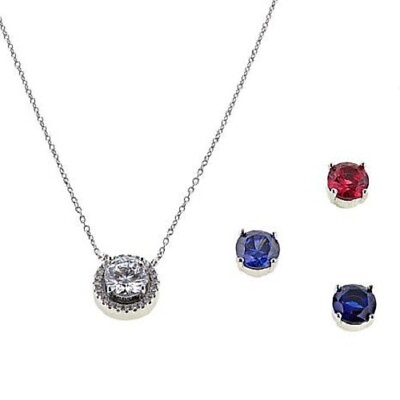 #ad HSN Absolute Sterling Clear amp; Colored Stone Interchangeable Drop Necklace $59.99