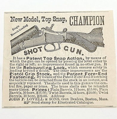 #ad Antique 1881 John P Lowell amp; Sons Shotgun Advertisement 2 x 2 Boston Ephemera $14.49