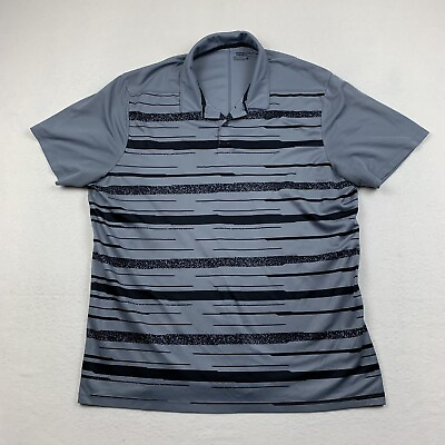 #ad Nike Golf Shirt Mens XL Polo Standard Fit DRI Fit Gray Black Striped Outdoor $21.85