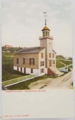 #ad Mission Church Mackinac Island Michigan Vintage Postcard $3.50