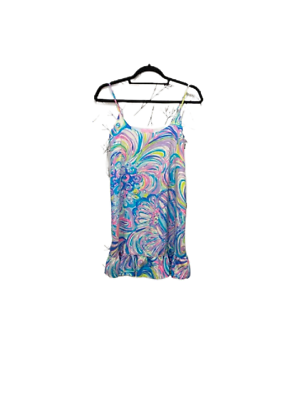 #ad Lilly Pulitzer 100% Silk Spaghetti Strap Mini Dress Ruffle Edge Beach Coastal XS $42.00