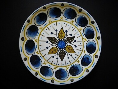 #ad Bloomsbury Group Inspired Design Plate Blue amp;Gold Flower design hand painted art GBP 15.99