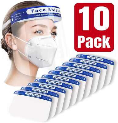 #ad 10 pcs Face Shield Screen Safety Protective Eye Splash Proof Full Head Mounted $8.97