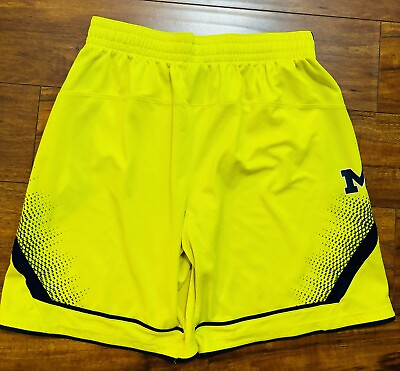 #ad Mens Michigan Wolverines Adidas Yellow Basketball Shorts Size. Large Rare VTG $19.99