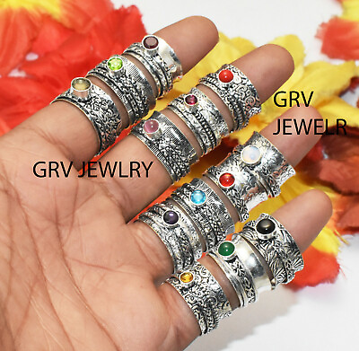 #ad 100pcs Wholesale Mixed Designs amp; Gemstones Spinner Ring Meditation Ring Jewelry $23.89