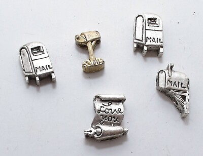 #ad Silver Gold Tone Mial Box Love Note Slide Charms Vintage Estate Costume Jewelry $18.36