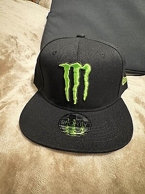 #ad New Era Monster Energy Hat Cap One Size Black Green Snapback 9Fifty Adjustable $29.99