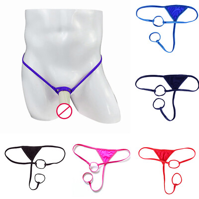 #ad Men Pouch Hole Panties G string Thong T back Crotchless Lingerie Underwear CA C $1.85