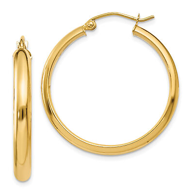 #ad 14k Round Tube Hoop Earrings TC142 $359.34