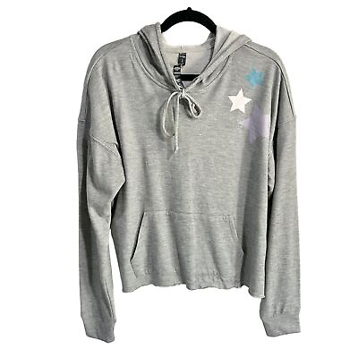 #ad Wildfox Starlight Star Cropped Hoodie Pullover Sweatshirt in Heather Grey Size L $45.00
