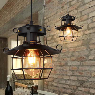 #ad Industrial Metal Caged Pendant Light Vintage Ceiling Light Hanging Lamp Fixture $25.84