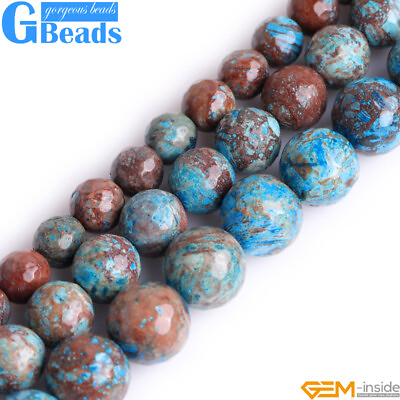 #ad Blue Crazy Lace Agate Faceted Gemstone Round Beads For Jewelry Making 15quot; 8mm $7.39