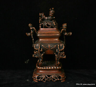 #ad 25CM Collect Chinese Bronze copper Handmade Bamboo Incense burner censer ASHK $387.00