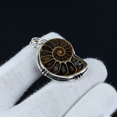 #ad Ammonite Gemstone Handmade Silver Pendant 925 Sterling Silver Pendant For Gifts $13.49