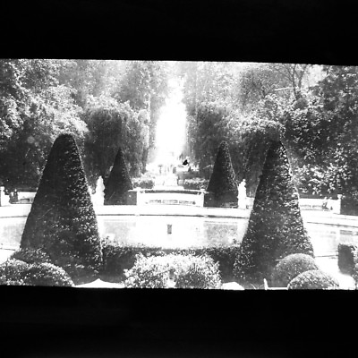 #ad Antique Magic Lantern Glass Slide Photo Sanssouci Palace Germany Fountain $10.50
