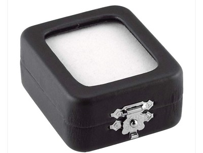 #ad Gemstone Box Black Faux Leather with Glass Lid and Reversible Insert New In Box $8.96