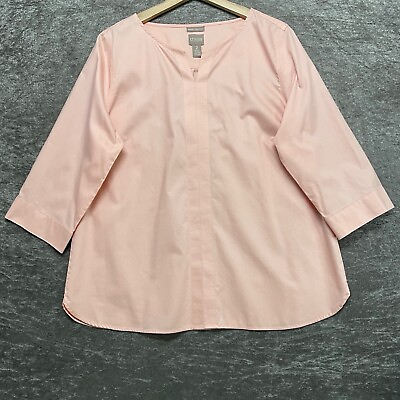 #ad Chicos Cotton Top Women’s Size 2 Uk 12 Pale Pink 3 4 Sleeve Oversized Smock Top GBP 29.99